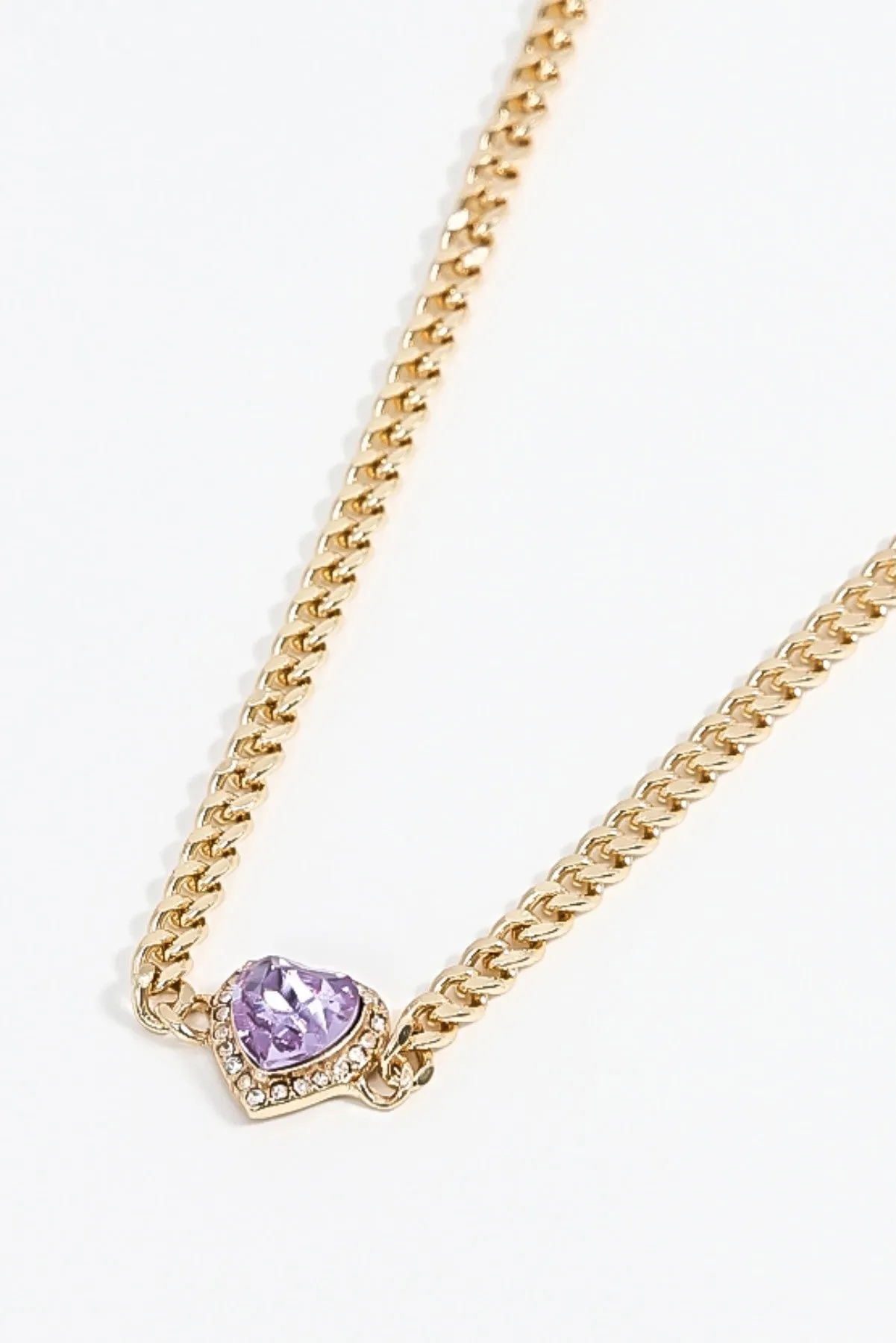 Amethyst Heart Necklace in Gold