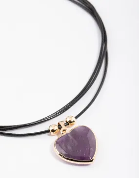 Amethyst Heart Wrap Choker