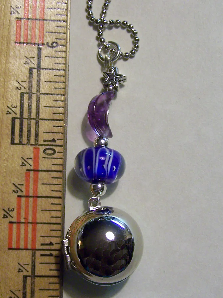 Amethyst Moon and Silver Sphere Galaxy Locket