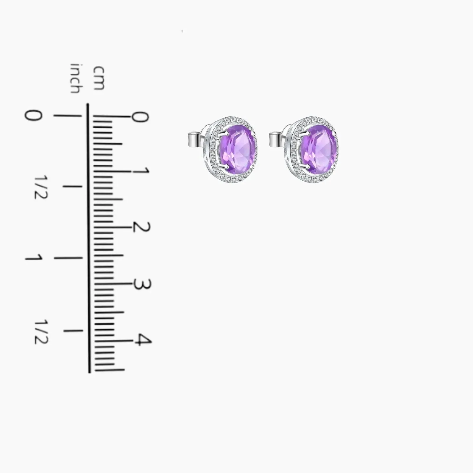 Amethyst Oval Cut Regal Earrings in Sterling Silver