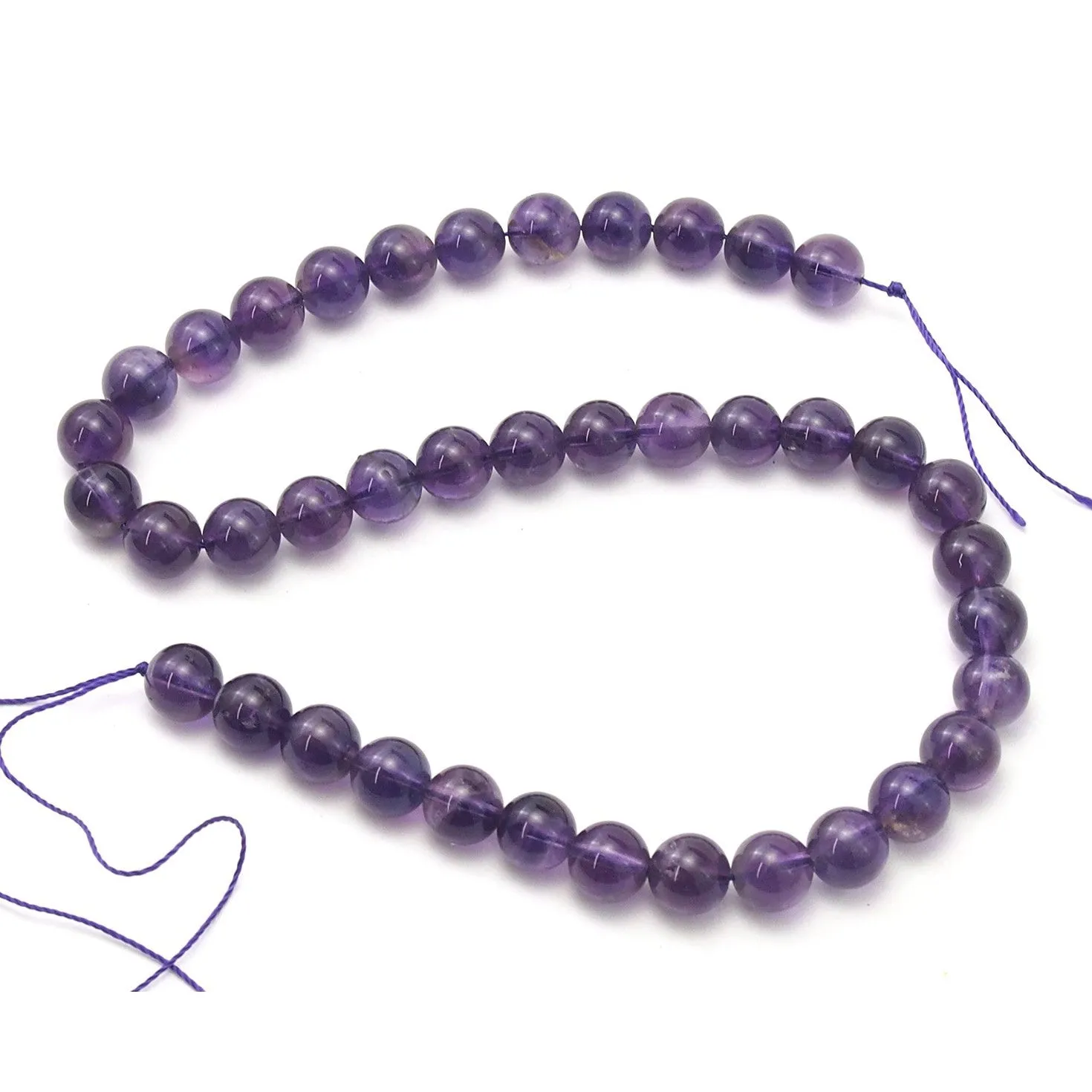 Amethyst Smooth Rounds 10mm Strand