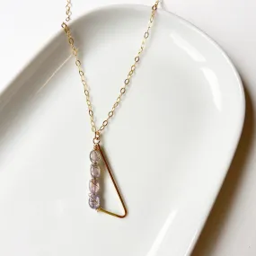 Amethyst Triangle Pendant Necklace in Gold (23 inches)