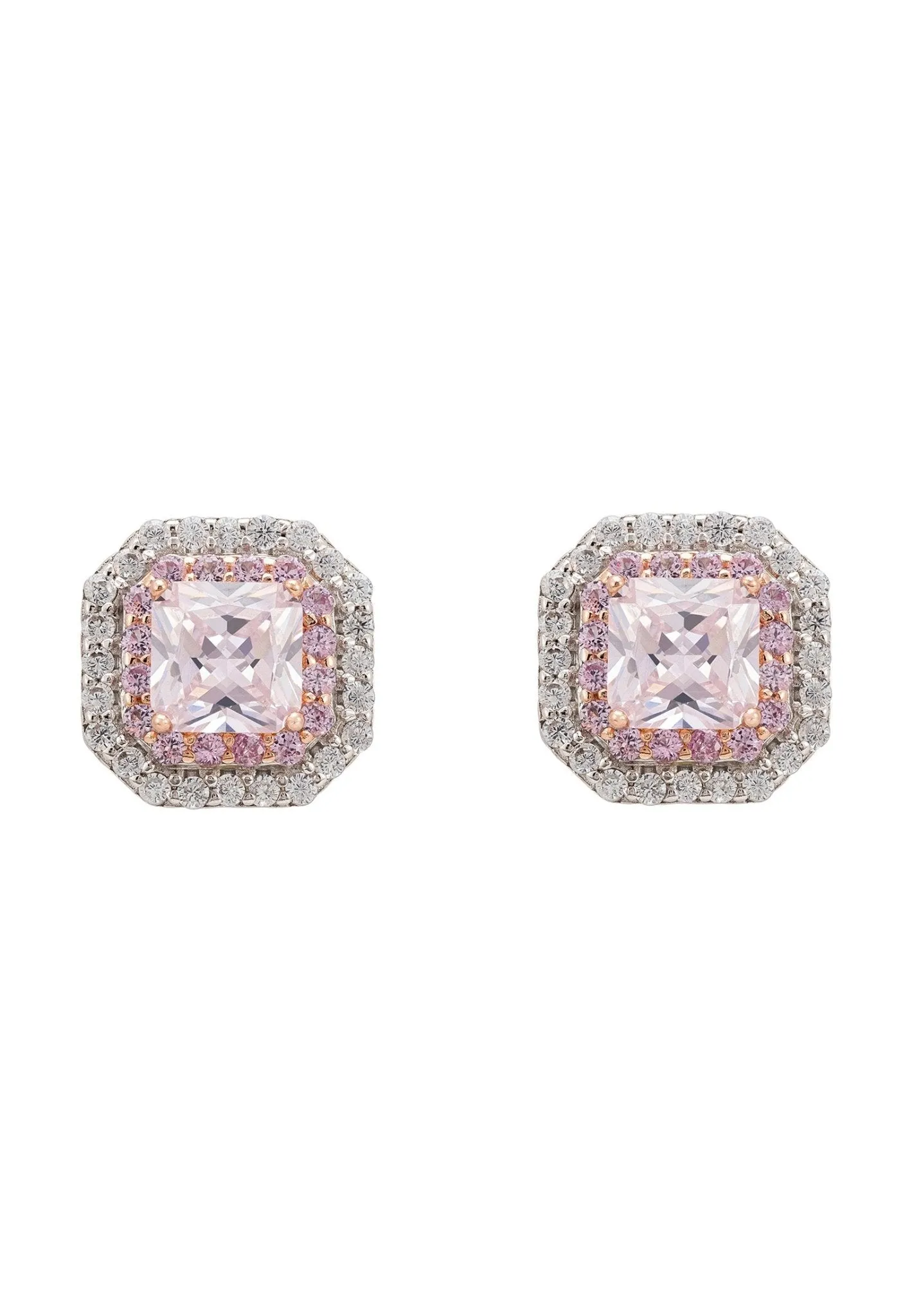 Anastasia Stud Earrings Silver Morganite