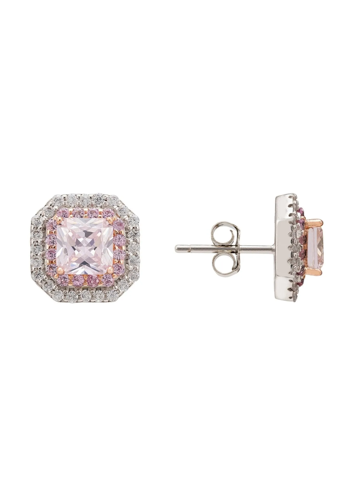 Anastasia Stud Earrings Silver Morganite