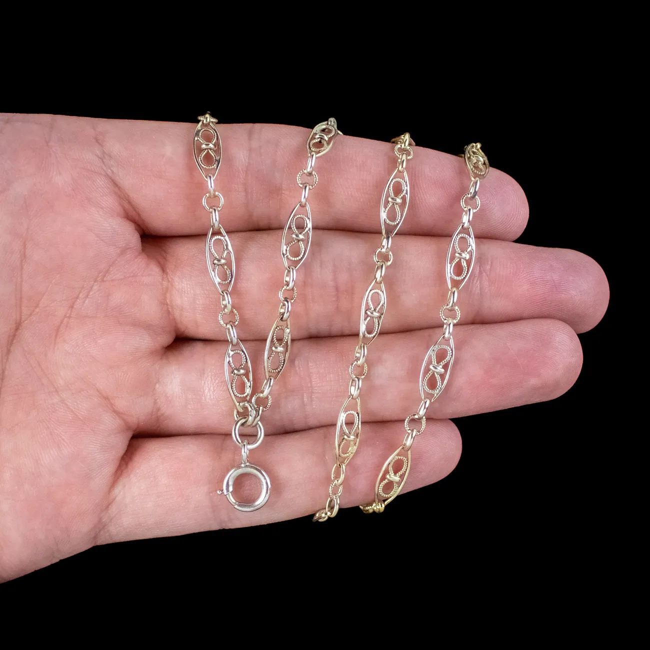 Antique Edwardian French Guard Chain Silver Gold Gilt