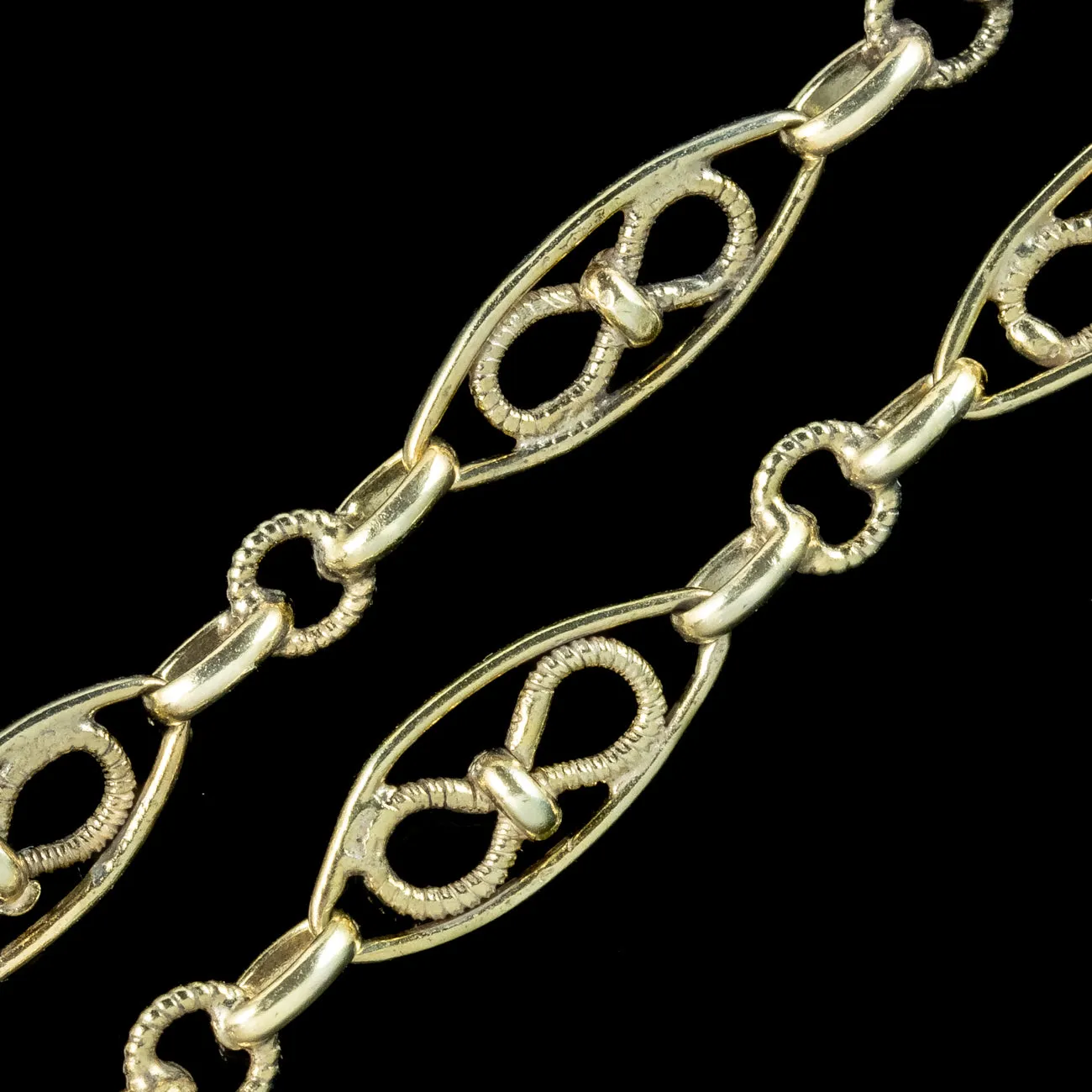 Antique Edwardian French Guard Chain Silver Gold Gilt