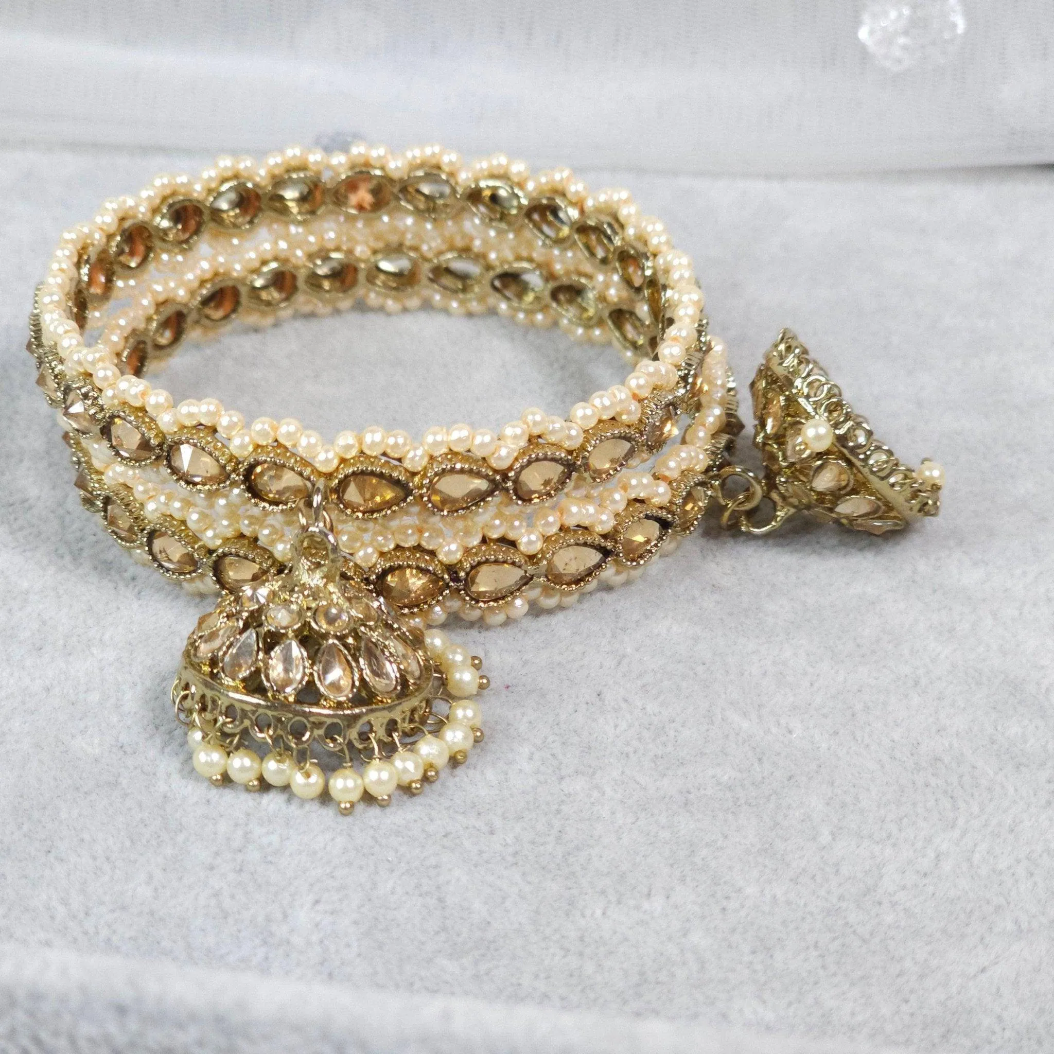 Antique Gold Pearl Jhumka Bangles