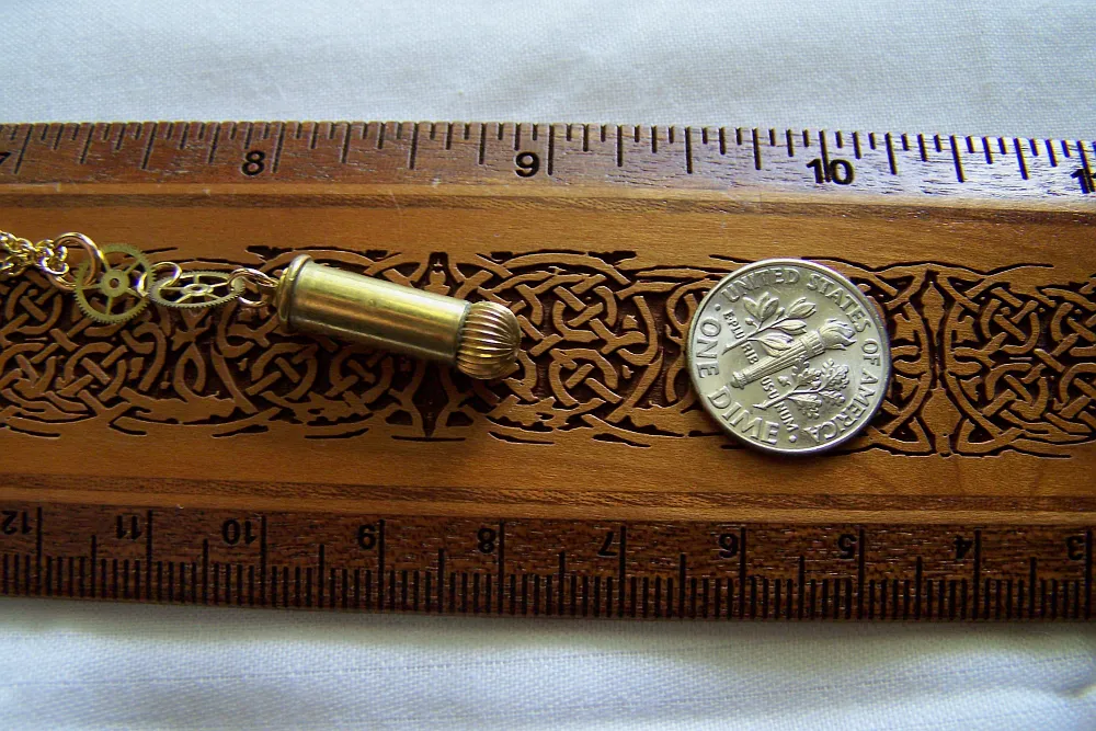 Antique Gold Watch Crown Brass Gears Bullet Jewelry Pendant