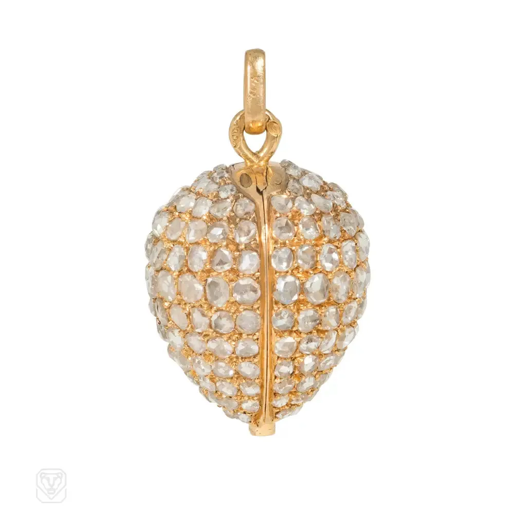 Antique Swiss diamond egg-shaped pendant watch