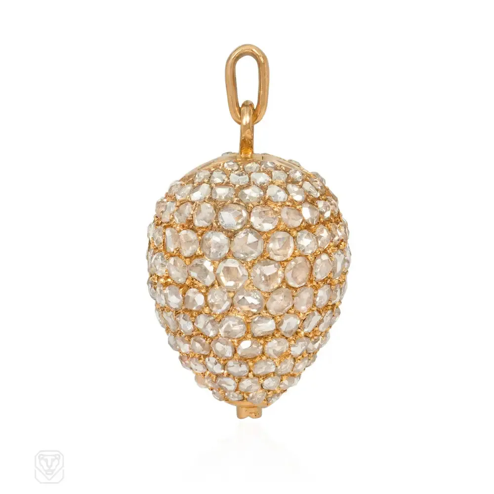 Antique Swiss diamond egg-shaped pendant watch