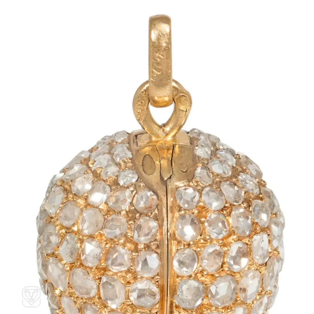 Antique Swiss diamond egg-shaped pendant watch