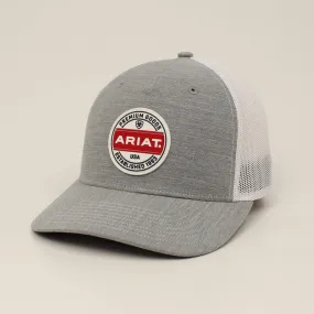 Ariat Mens Snap Back Rubber Patch Grey Hat