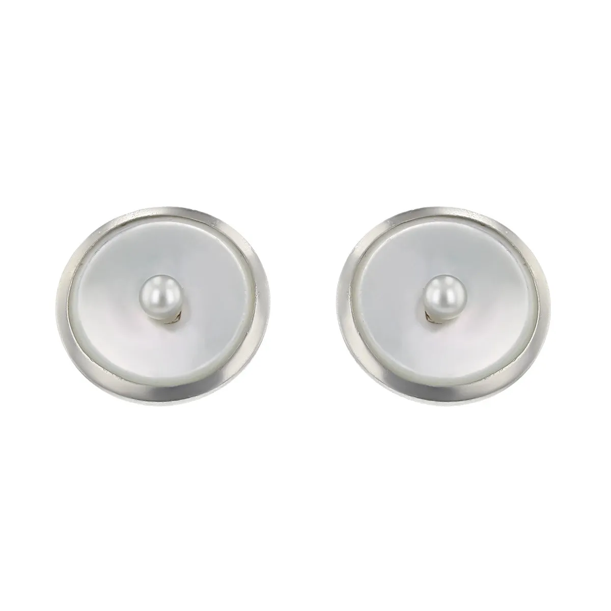 Art Deco Mother of Pearl and Pearl Stud Earrings