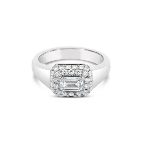 Artisan Sigma Emerald Cut Diamond Signet Ring | 18K White Gold