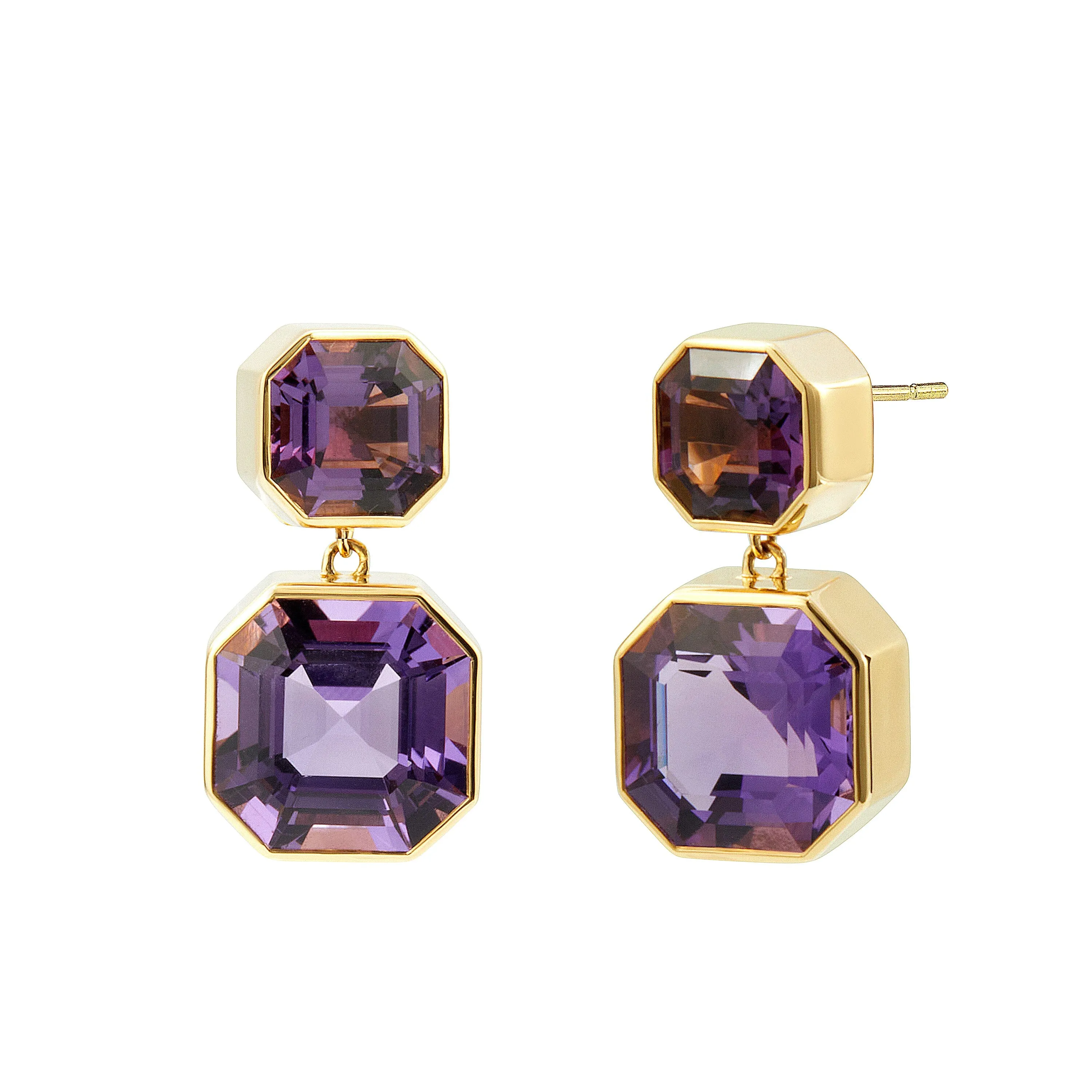 Asscher Cut Double Drop Earrings