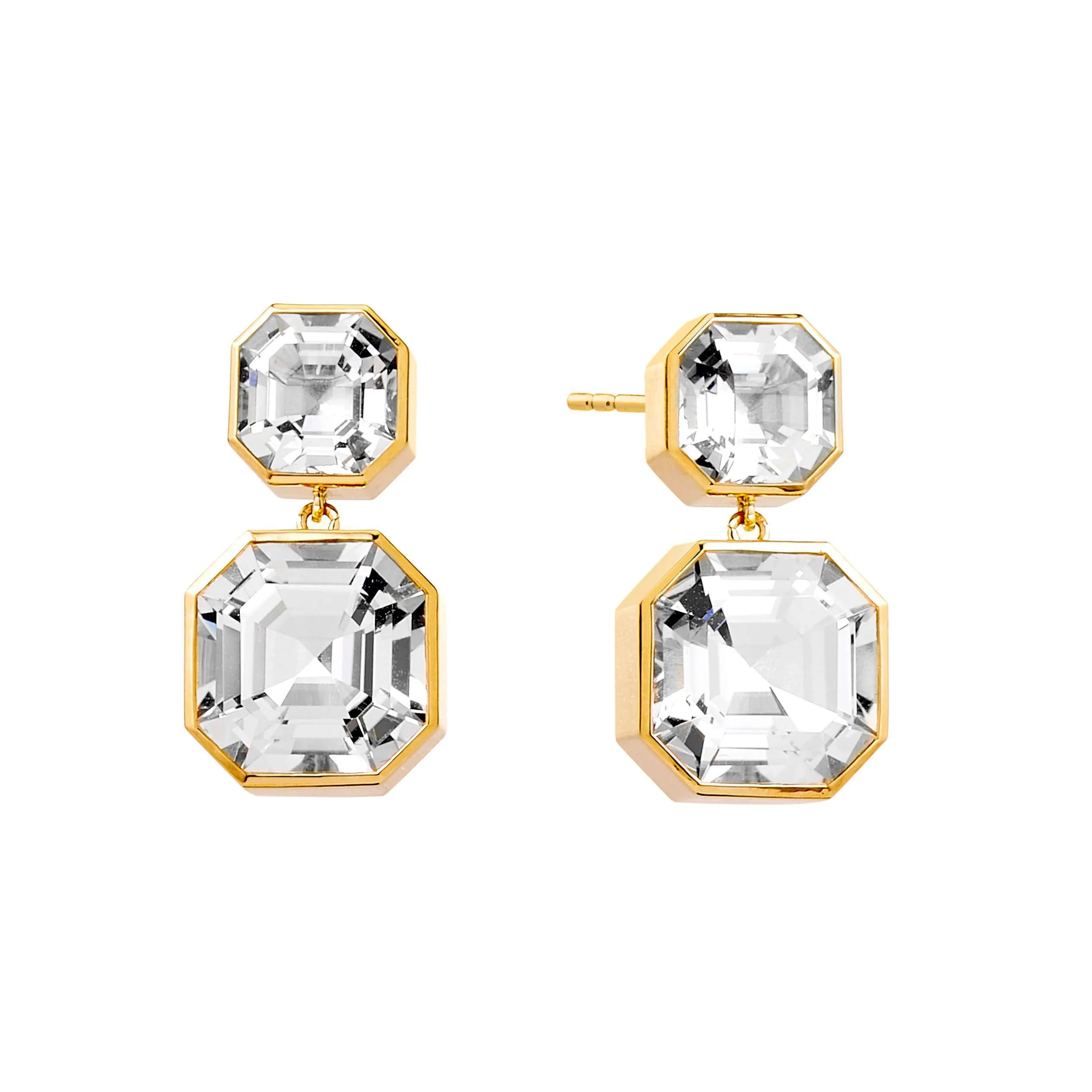 Asscher Cut Double Drop Earrings