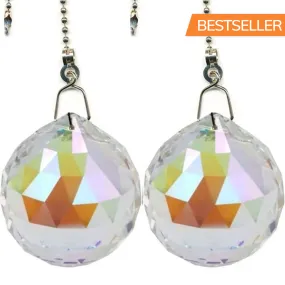 Aurora Borealis Crystal Fan Pulls Faceted Ball Prism (40mm) - Magnificent Brand