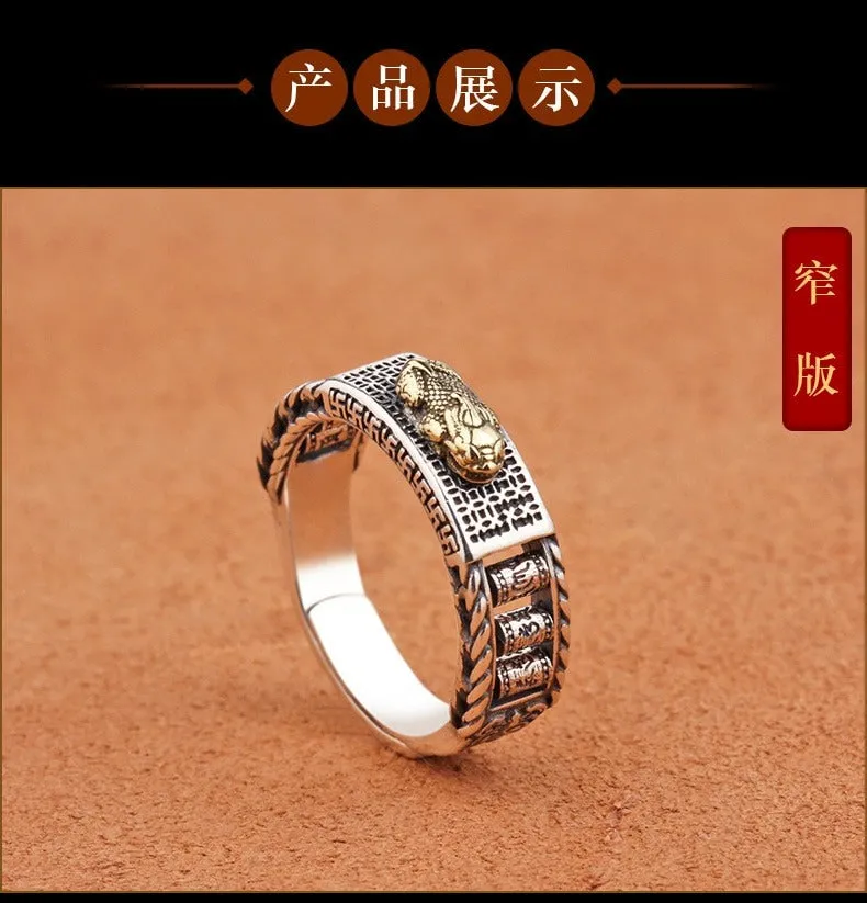 Auspicious Pixiu Couple Adjustable Ring for Wealth and Protection