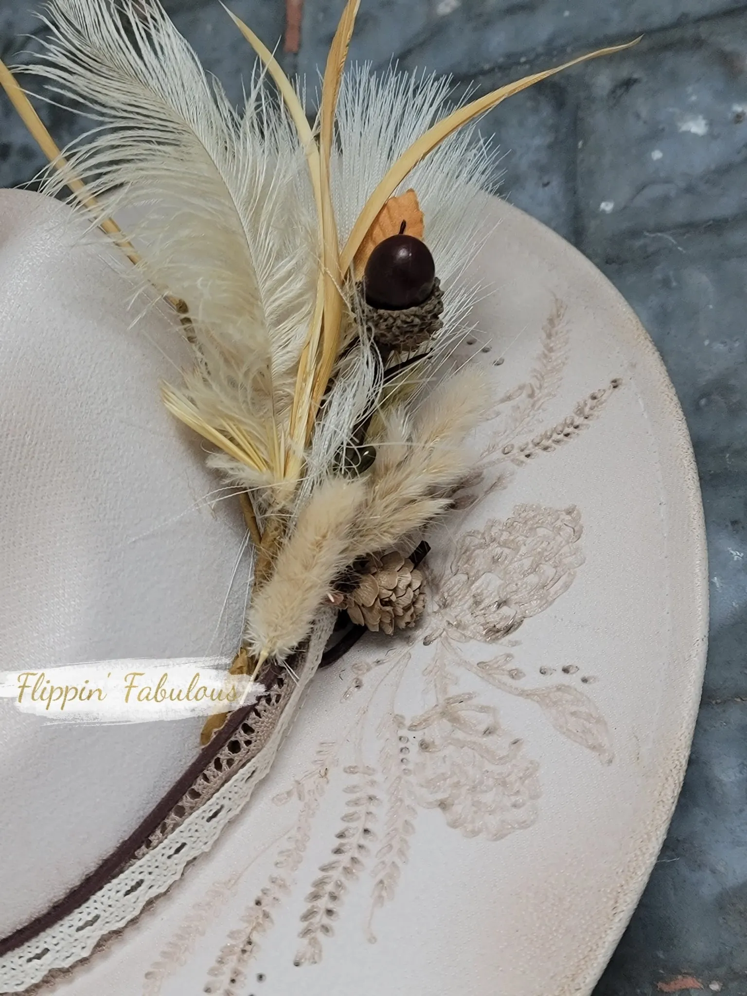 Autumn Hand Burned Wide Brim Hat