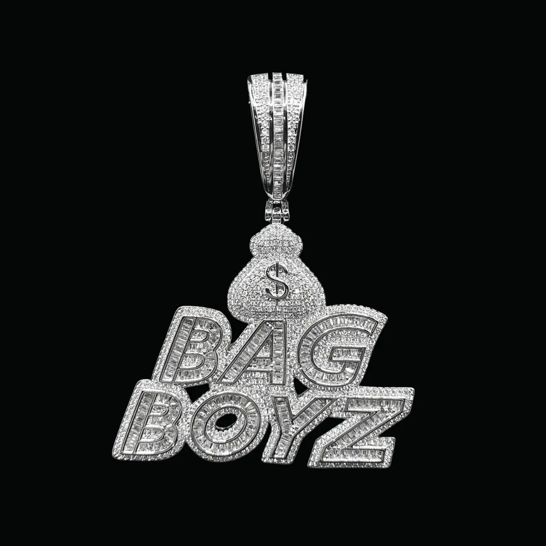 Bag Boyz with Money Bag Iced Out Diamond Pendant Necklace