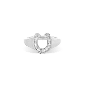 Baguette Horseshoe Signet Ring in Sterling Silver