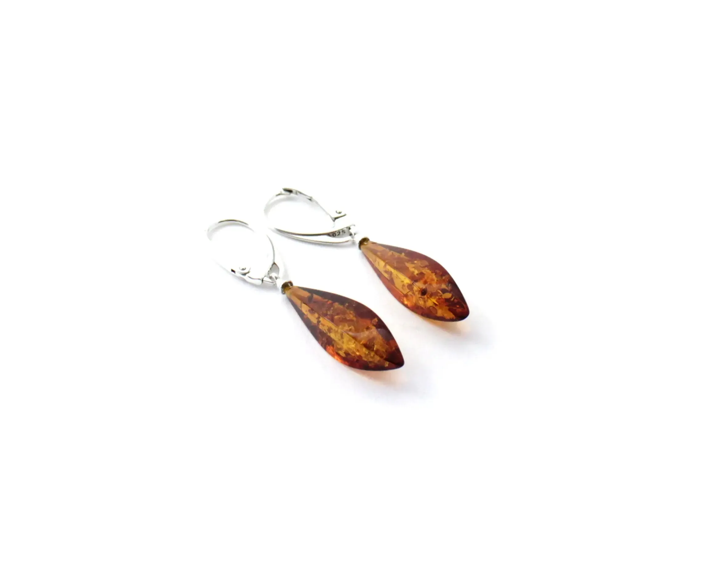 Baltic Amber and Sterling Silver 925 Drop Earrings