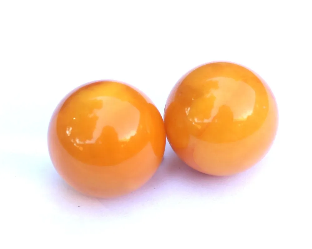 Baltic Amber Earrings Ball Round Antique Butterscotch Reconstructed Jewelry Yolk 1.6" 20 mm