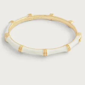 Bamboo Enameled Hinged Bangle-Creme