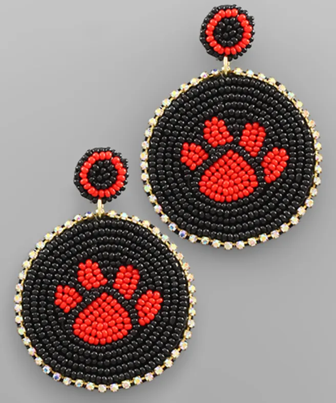 Beaded Paw Statement Earrings