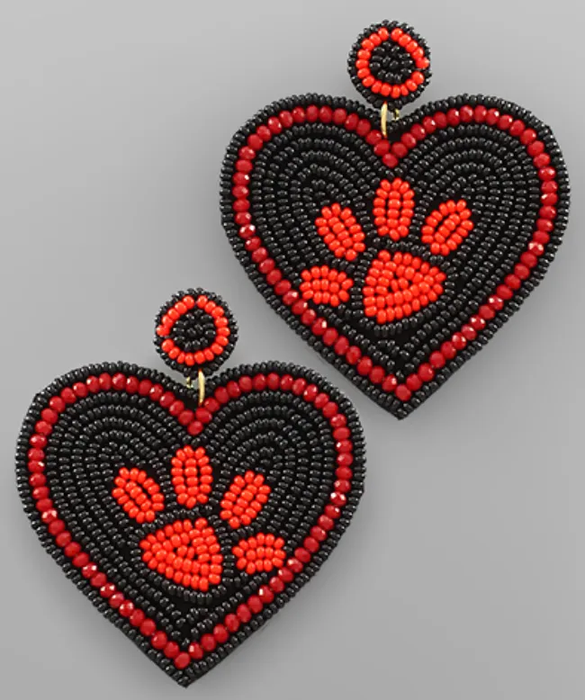 Beaded Paw Statement Earrings