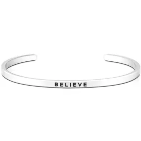 BELIEVE Bracelet - Stainless Steel BELIEVE Message Bangle Stacking Bracelet