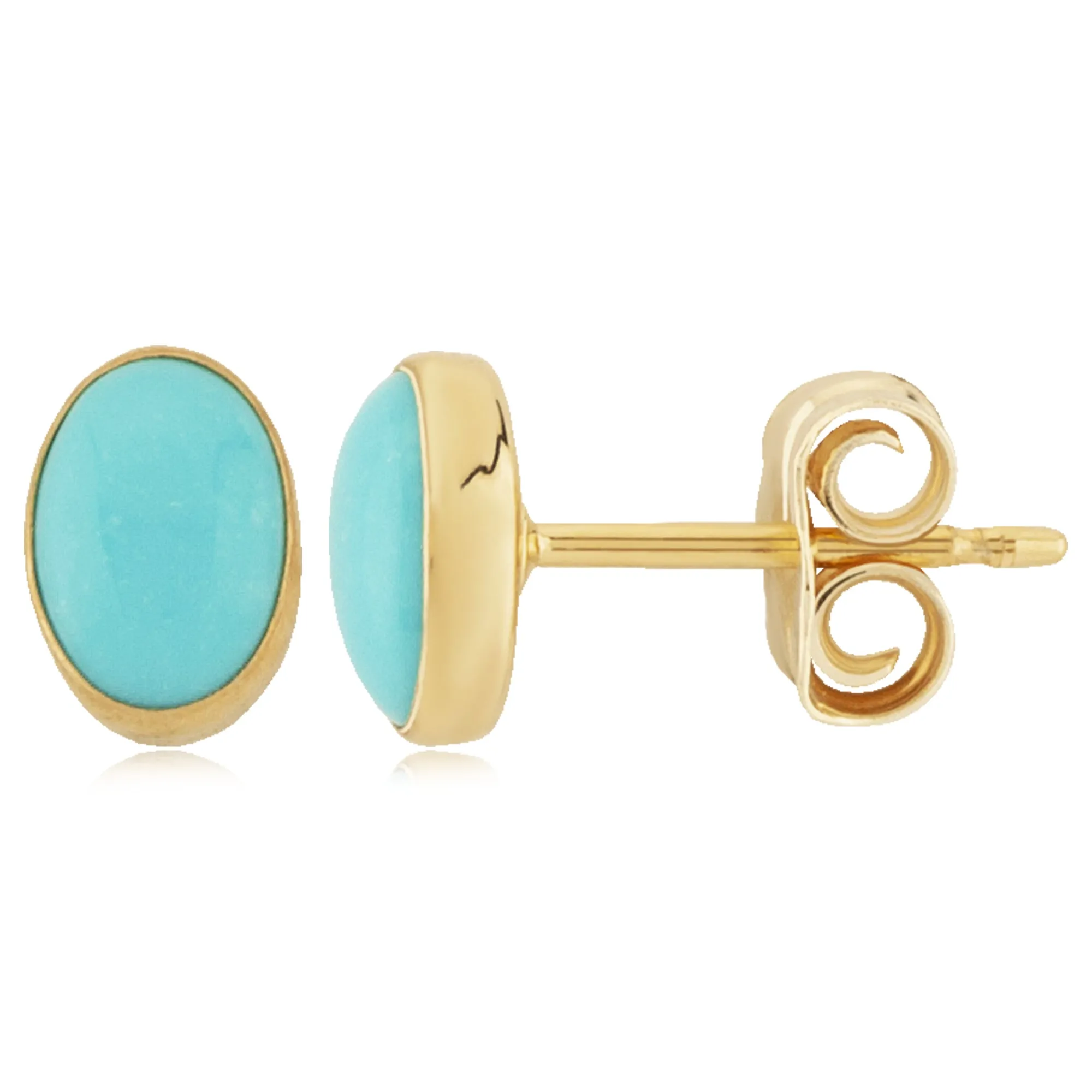 Bezel Set Turquoise Stud Earrings