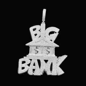 Big Bank with Dollar Signs Iced Out Letter Diamond Pendant Necklace