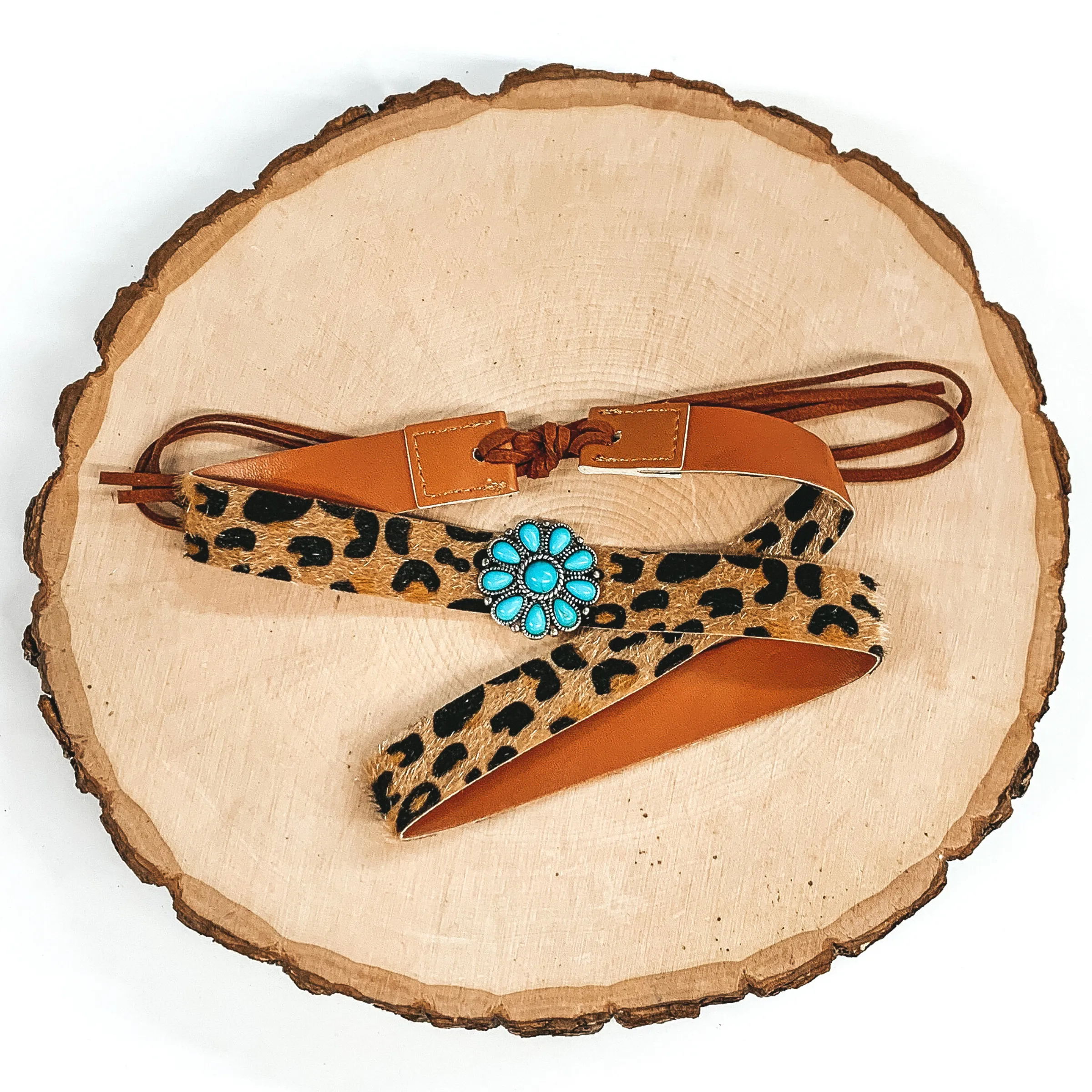 Big Impressions Leopard Print Hat Band in Turquoise