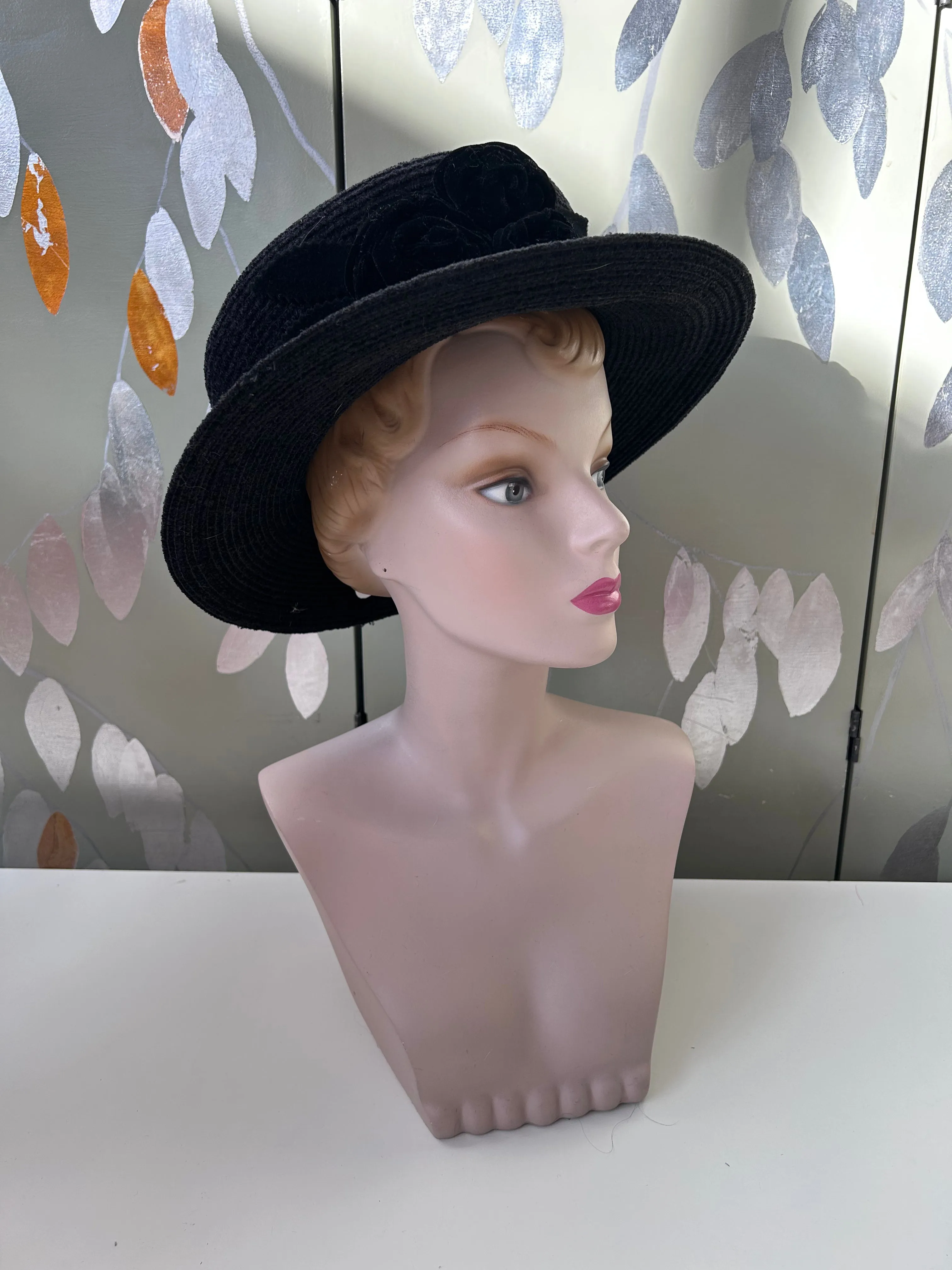 Black Hat with Velvet Roses