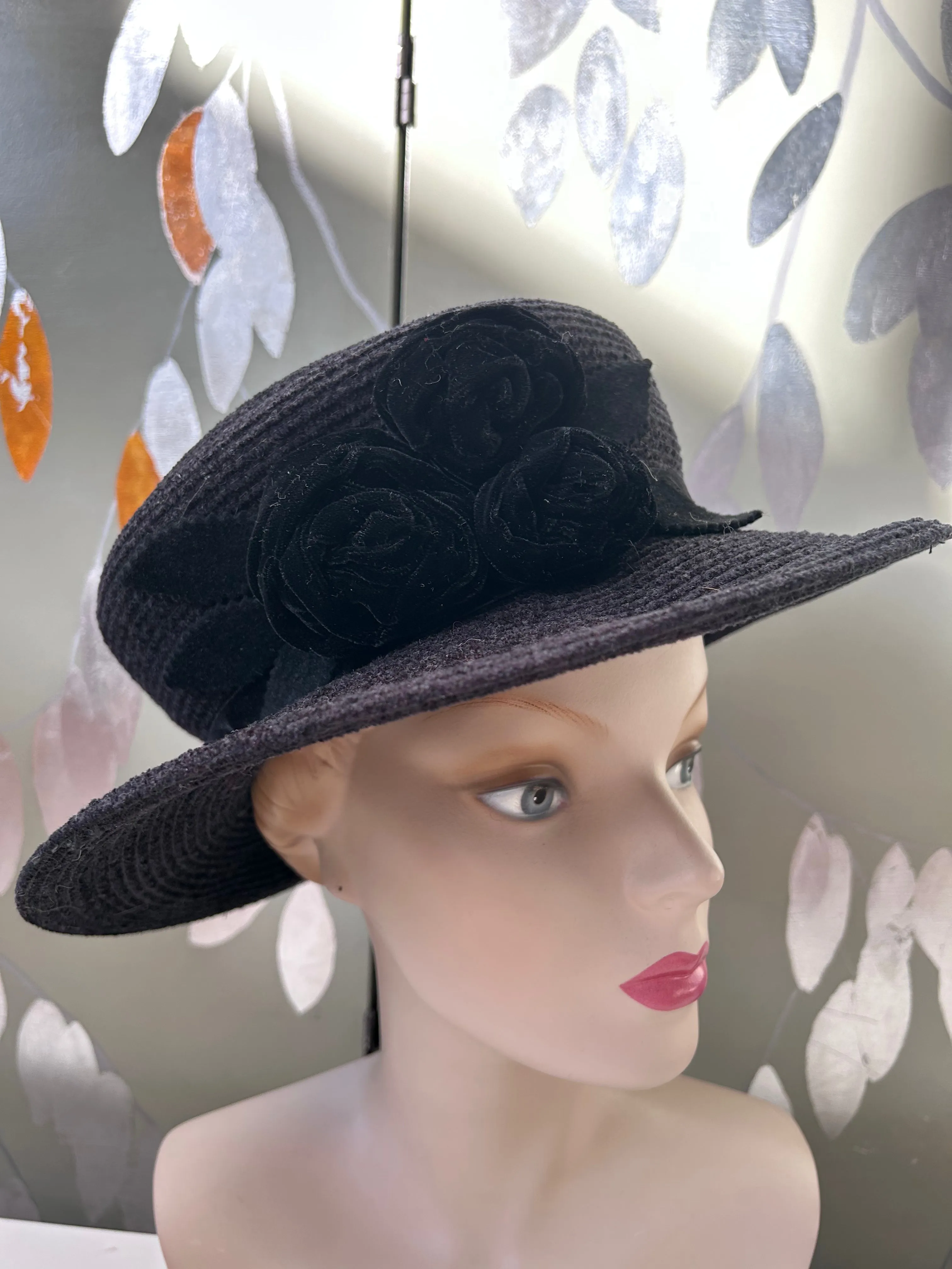 Black Hat with Velvet Roses