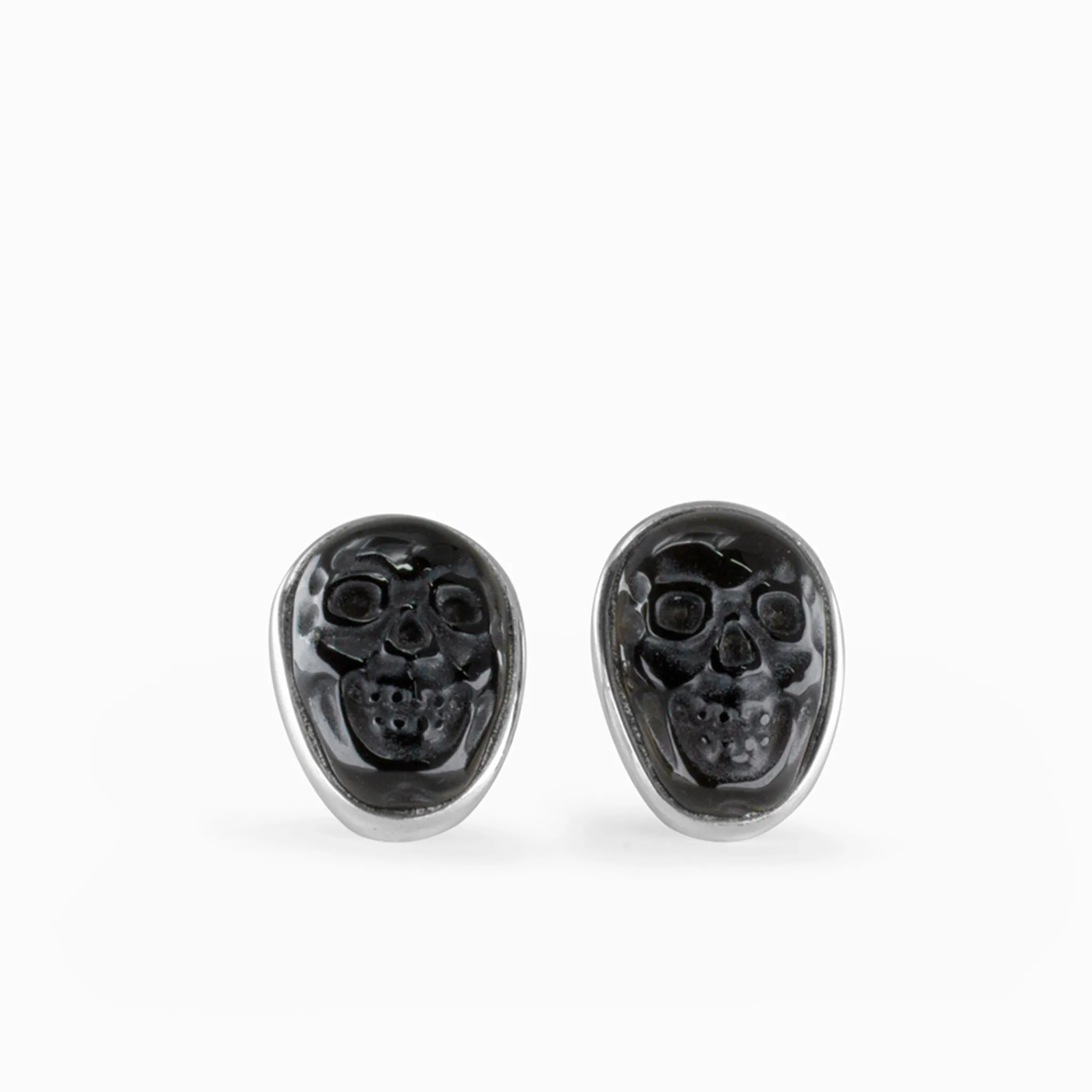 Black Obsidian Skull Earrings