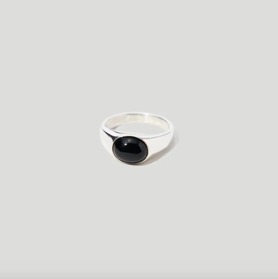 Black Onyx Signet Silver Ring