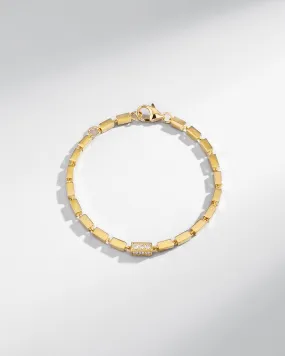 Block-Chain Single Pave Diamond Thick Bracelet