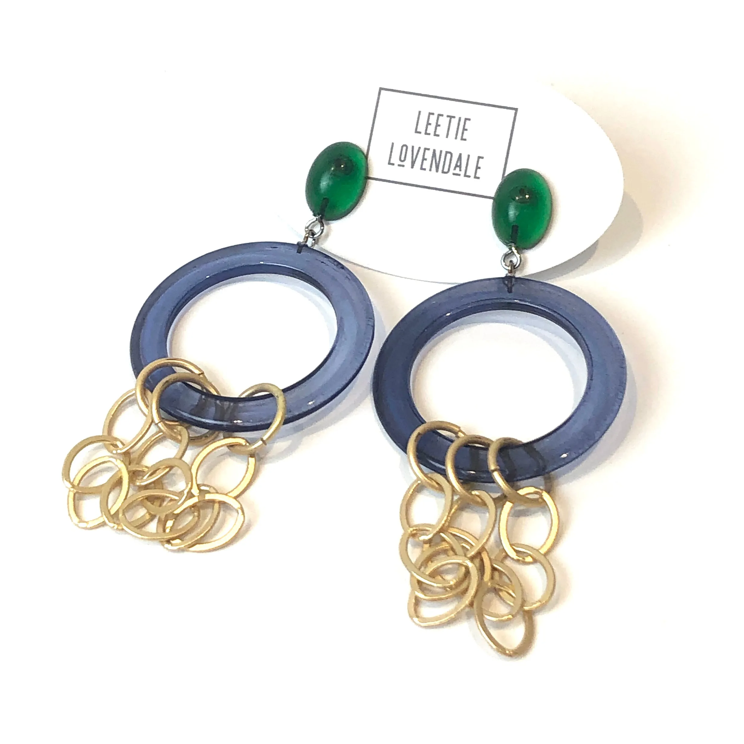 Blue & Green Stephanie Chain Earrings