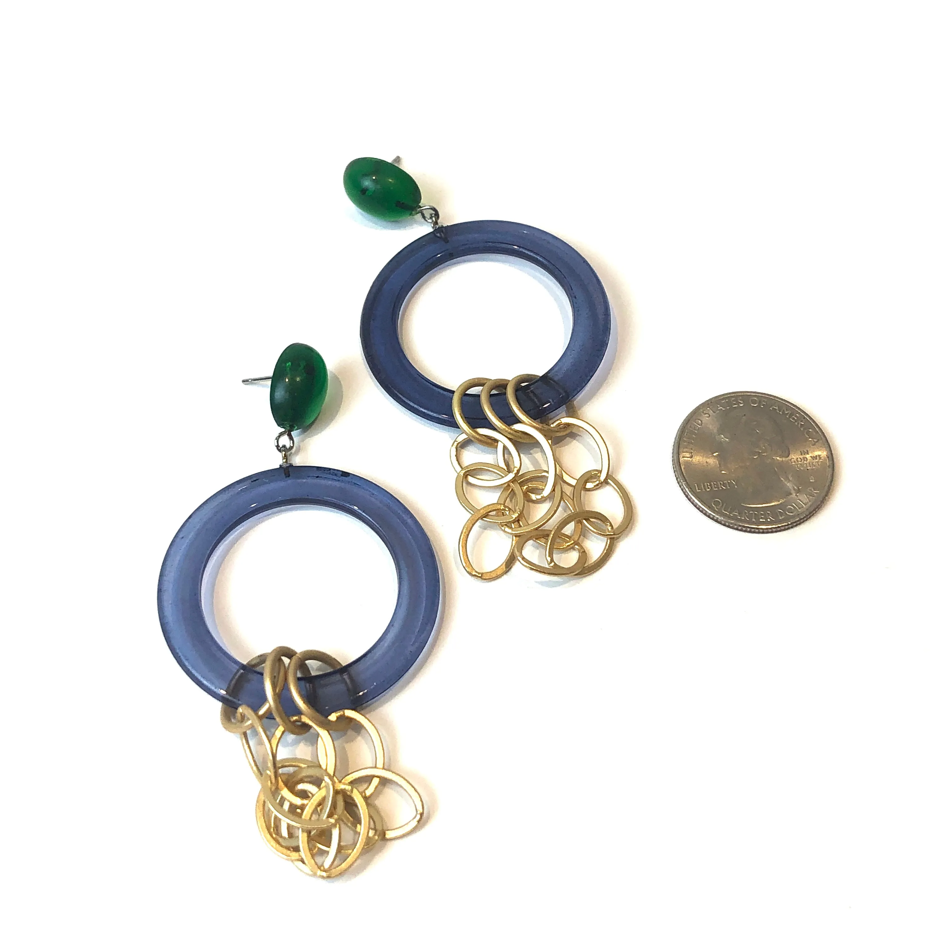 Blue & Green Stephanie Chain Earrings