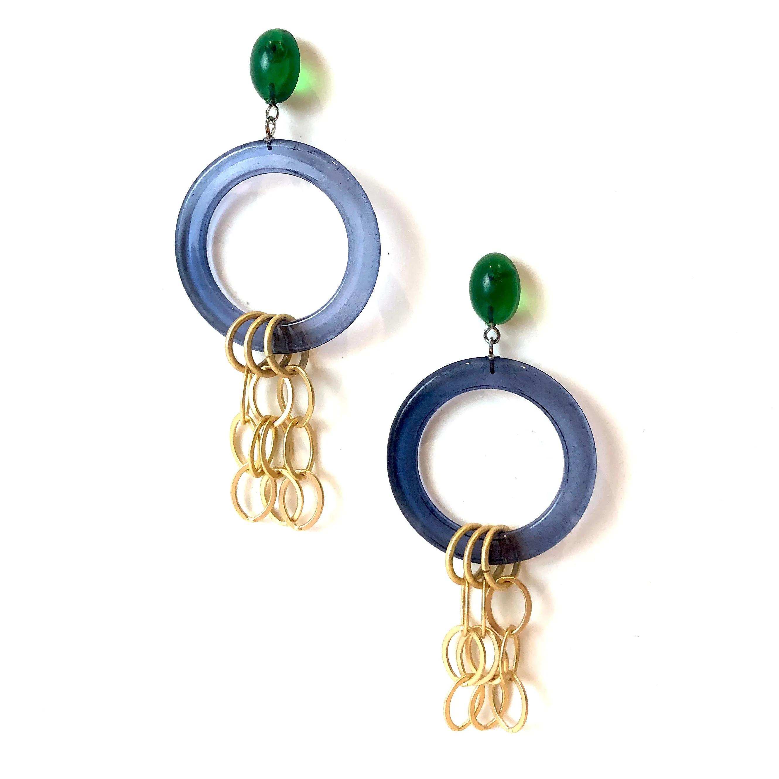 Blue & Green Stephanie Chain Earrings