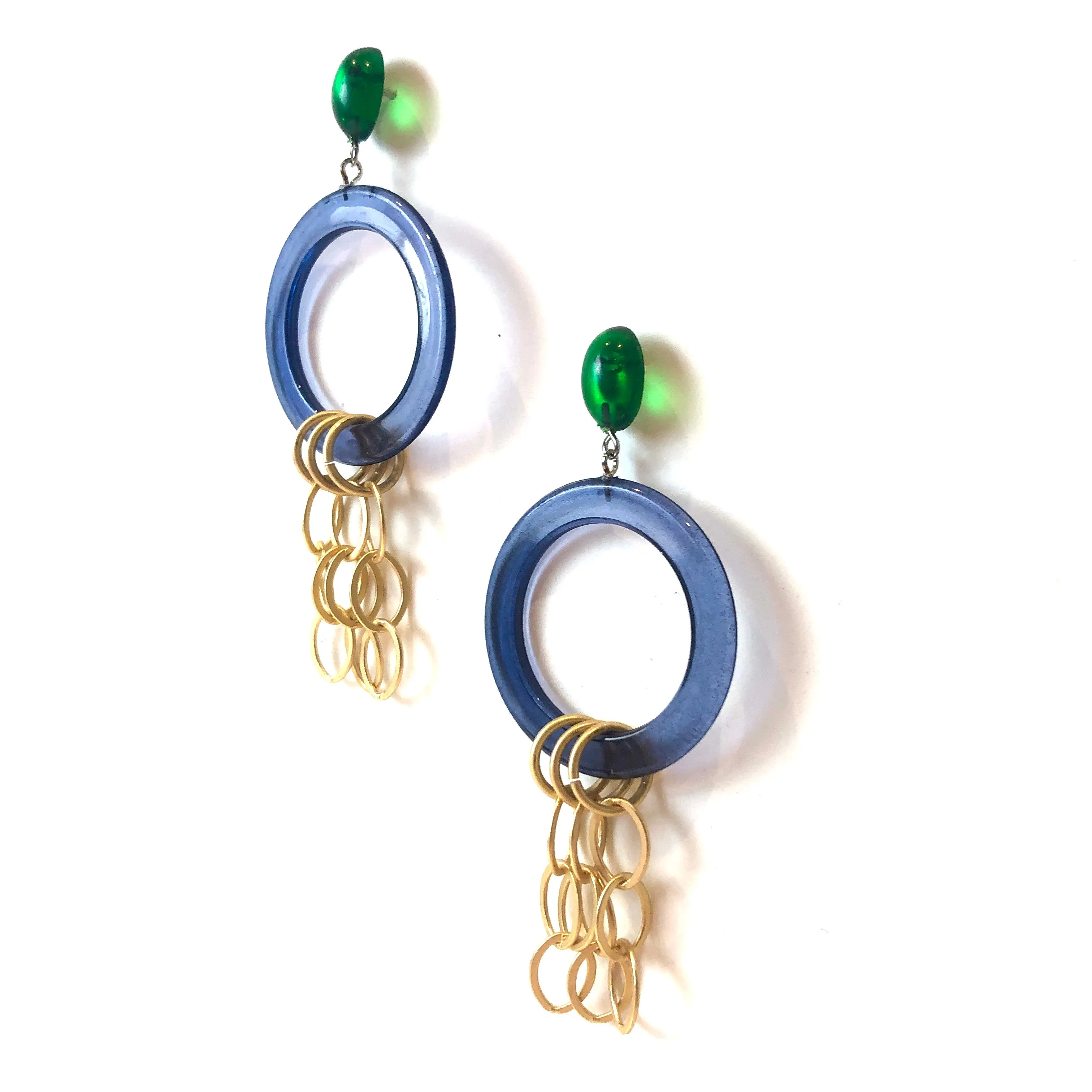 Blue & Green Stephanie Chain Earrings