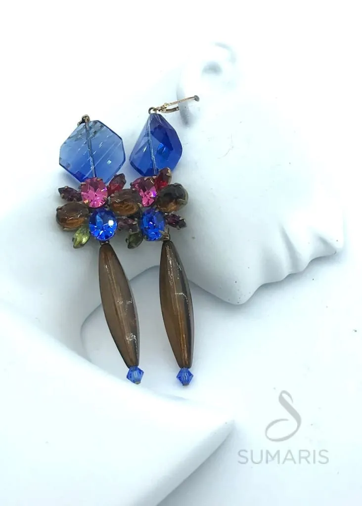 BLUE-EYES OOAK STATEMENT EARRINGS