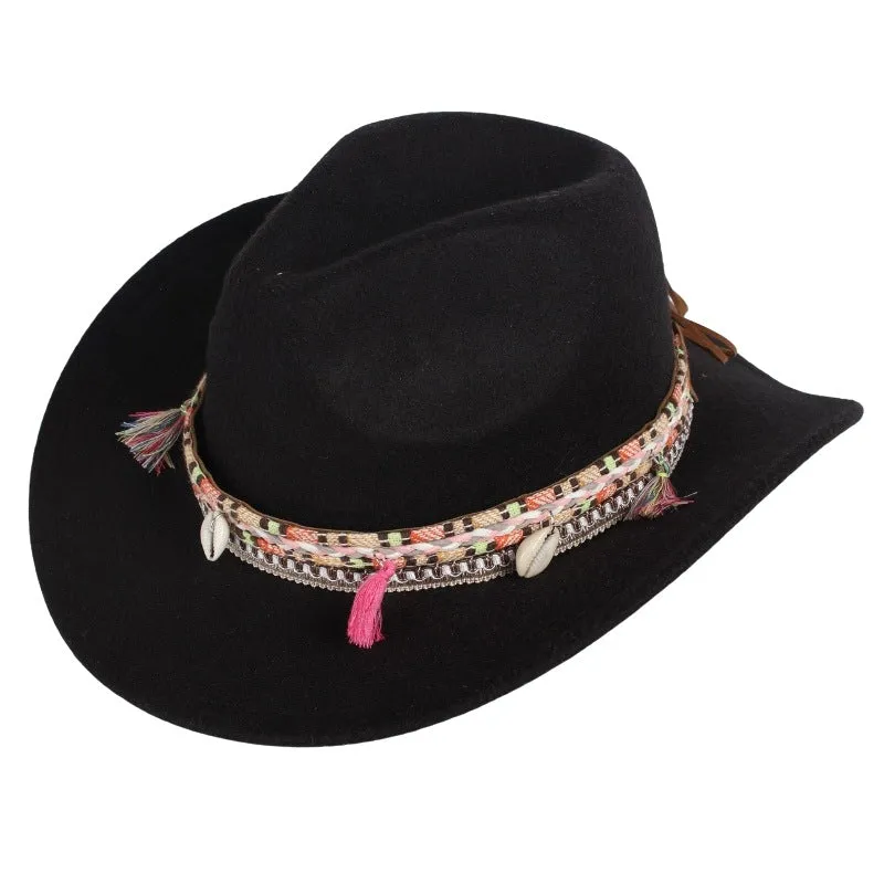 Boho Leather Tassel Hat Bands