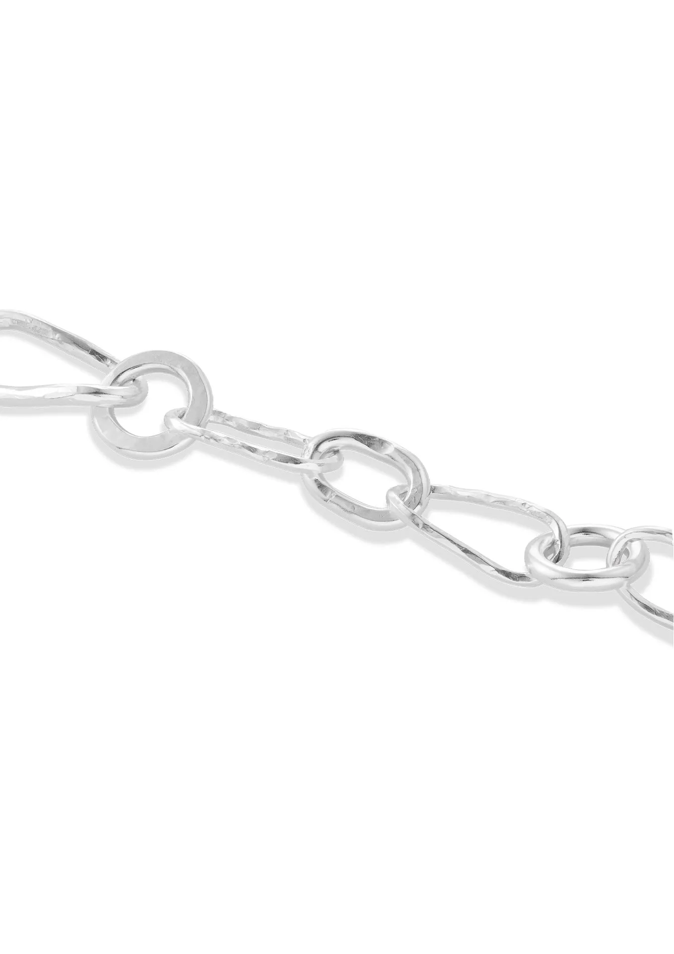 Bold Hammered Chain Bracelet Silver