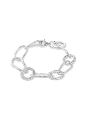 Bold Hammered Chain Bracelet Silver