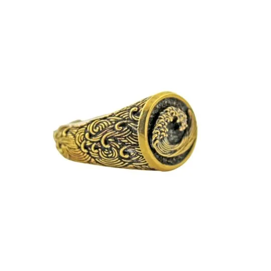 Brass "Wave" Signet Ring