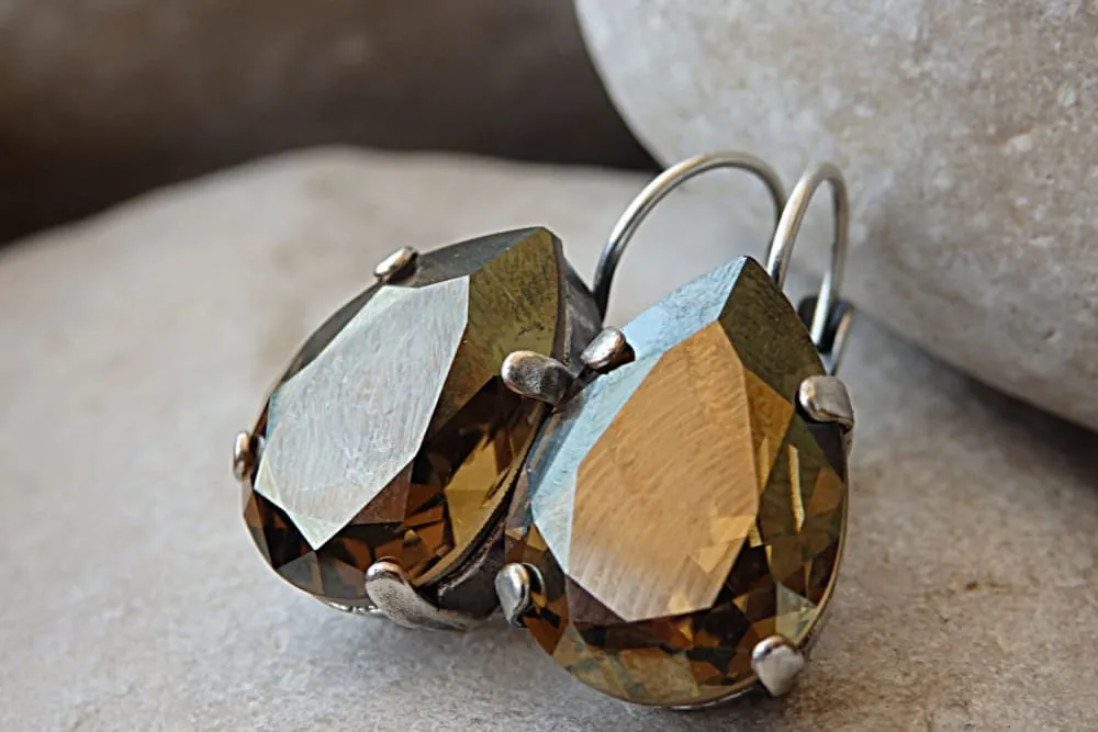 Bronze crystal earrings