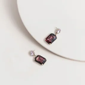 Burgundy 2-Tone Vintage Gem Earrings